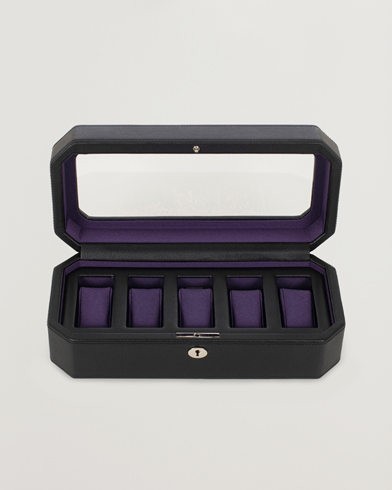 Klock- & smyckesetuin |  Windsor 5 Piece Watch Box Black Purple
