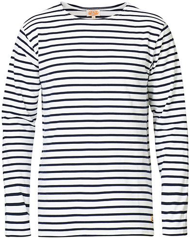 Herr | Långärmade t-shirts | Armor-lux | Houat Héritage Stripe Longsleeve T-shirt White/Navy