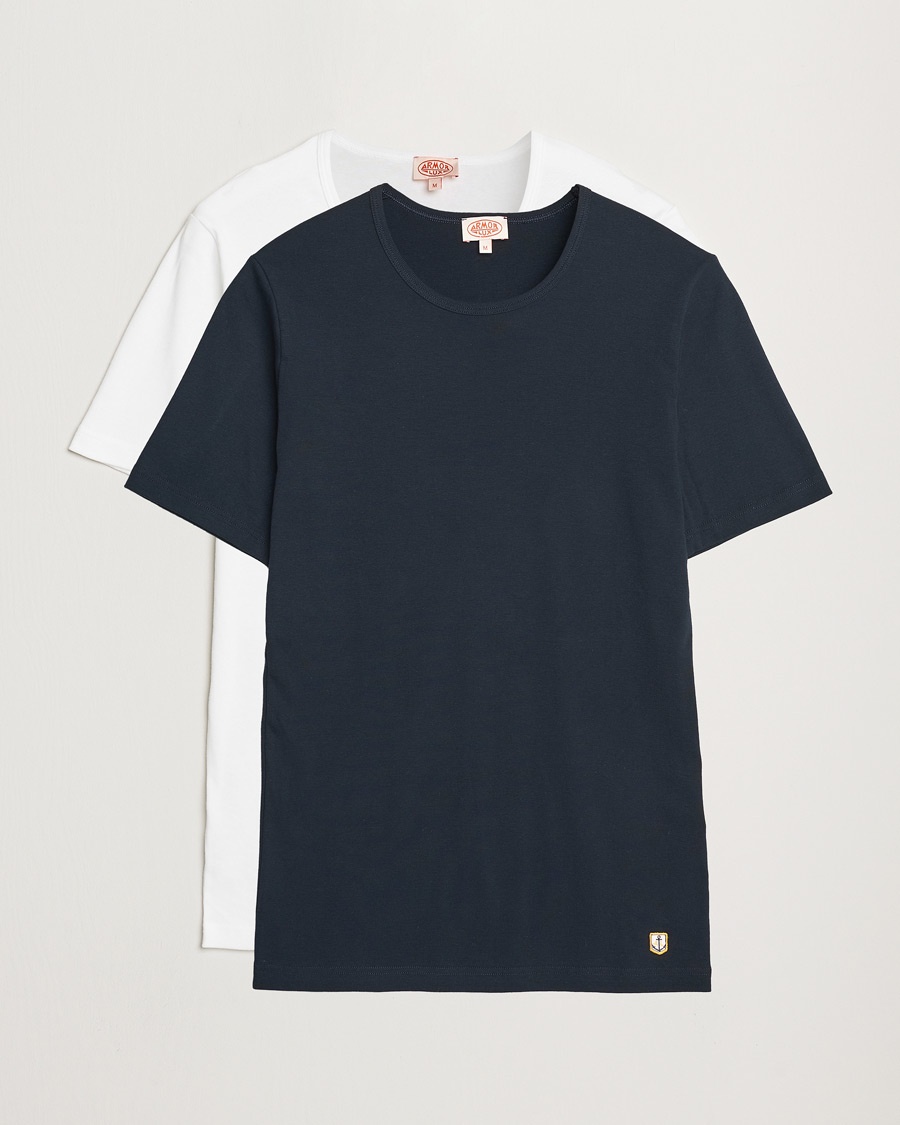 Herr | Multipack | Armor-lux | 2-Pack Crew Neck T-Shirt White/Rich Navy