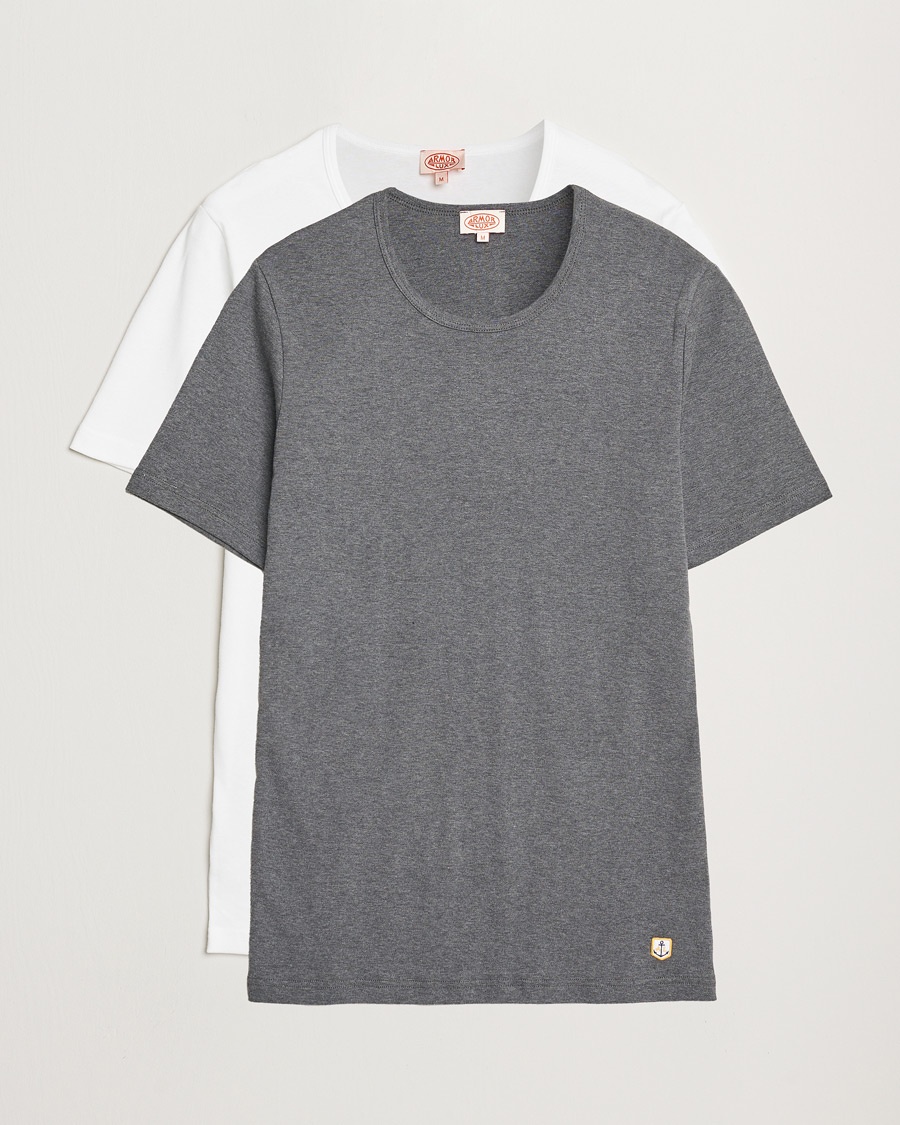 Herr | Multipack | Armor-lux | 2-Pack Crew Neck T-Shirt White/Grey Melange