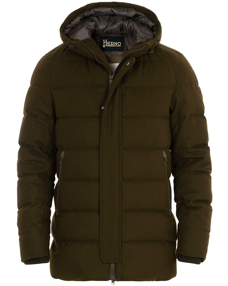  Flannel Down Jacket Dark Green