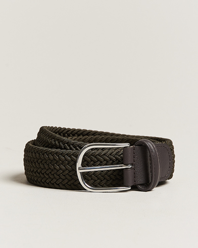Herr | Anderson's | Anderson's | Stretch Woven 3,5 cm Belt Green