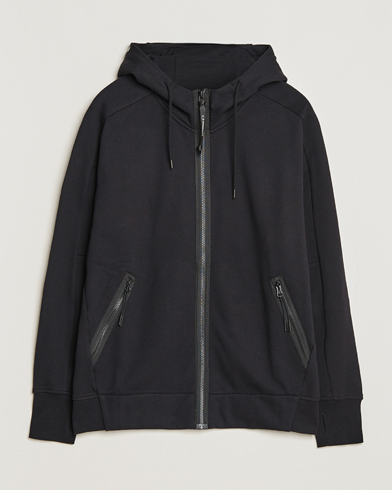 Herr | Sweatshirts | C.P. Company | Diagonal Raised Fleece Full Zip Goggle Hoodie Black