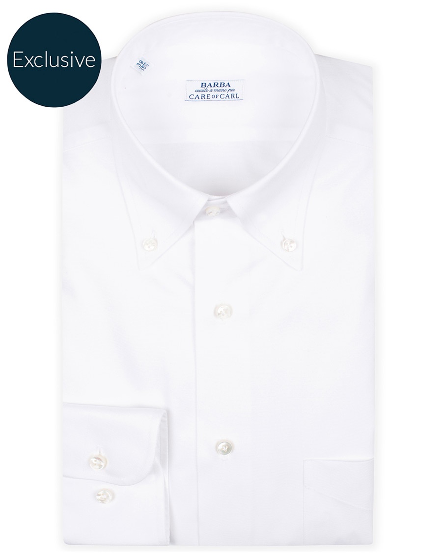 Herr | | Barba Napoli | Slim Fit Oxford Button Down Shirt White