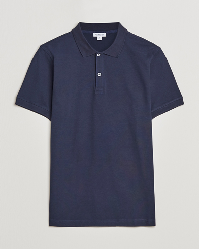 Herr | Kläder | Sunspel | Short Sleeve Pique Polo Navy