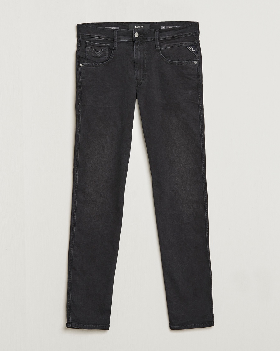 Replay Anbass Hyperflex Re-Used Jeans Washed Black – Svart