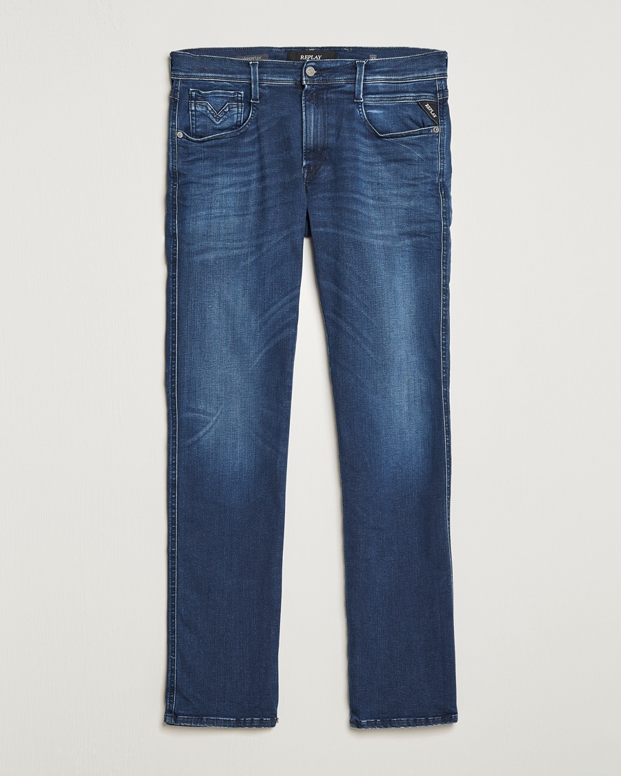 Replay Anbass Hyperflex Re-Used Jeans Dark Blue – Blå