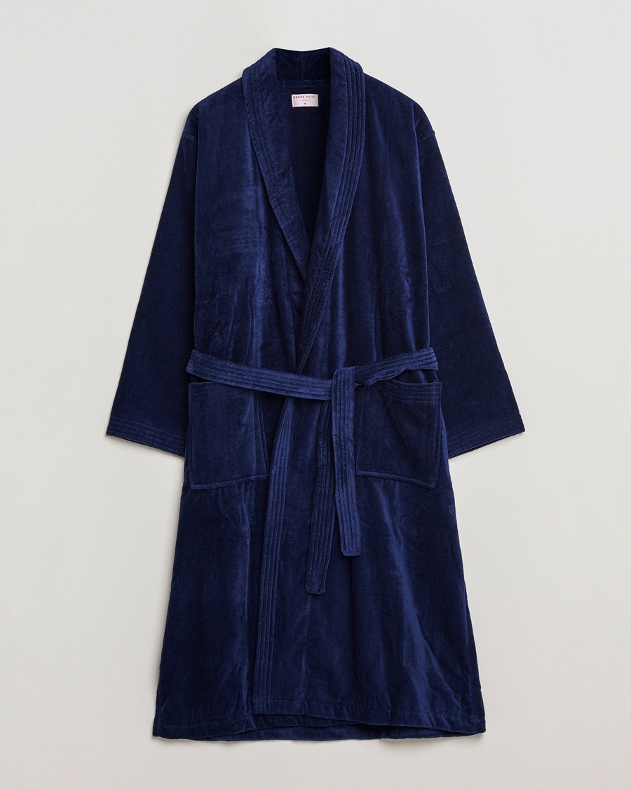 Herr | | Derek Rose | Cotton Velour Gown Navy