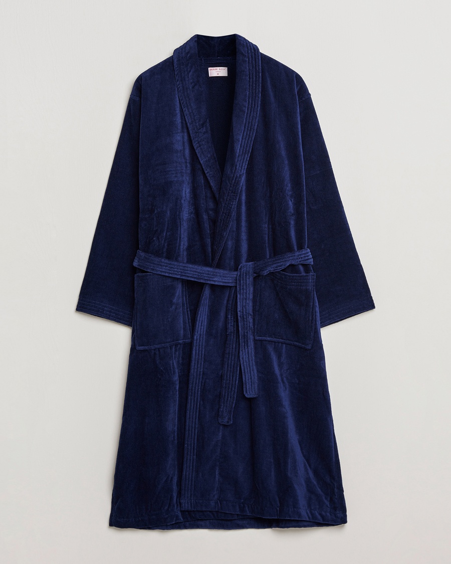 Derek Rose Cotton Velour Gown Navy