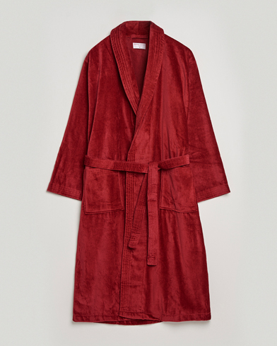 Herr | Loungewear | Derek Rose | Cotton Velour Gown Wine Red
