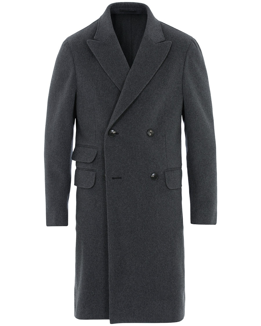  Double Breasted Unlined Beaver Wool Coat Grey Melange