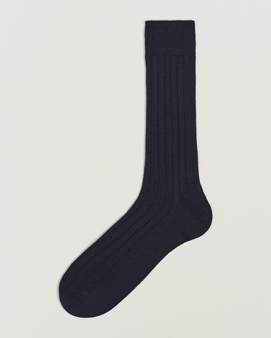 Herr |  | Bresciani | Wool/Nylon Heavy Ribbed Socks Navy