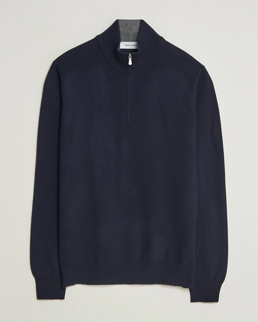 Gran Sasso Wool/Cashmere Half Zip Navy – Blå