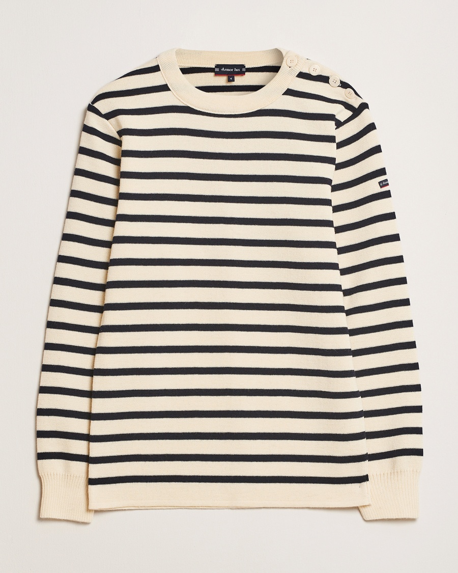Herr | Stickade tröjor | Armor-lux | Fouesnant Classic Sweater Nature/Rich Navy