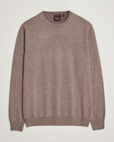 Herr | Stickade tröjor | Oscar Jacobson | Valter Wool/Cashmere Round Neck Light Brown