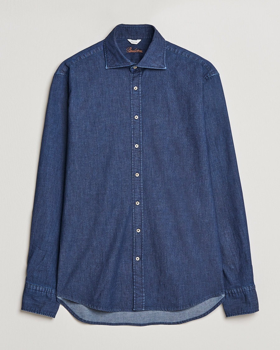  Fitted Body Garment Washed Shirt Dark Denim