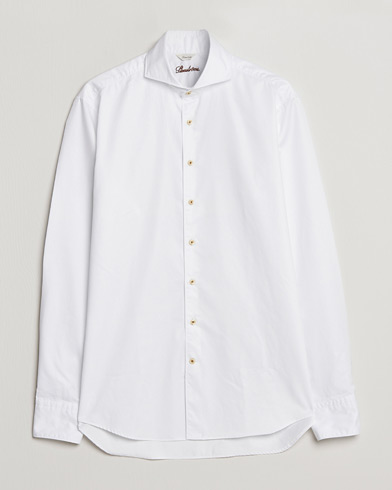 Herr |  | Stenströms | Fitted Body Washed Cotton Plain Shirt White