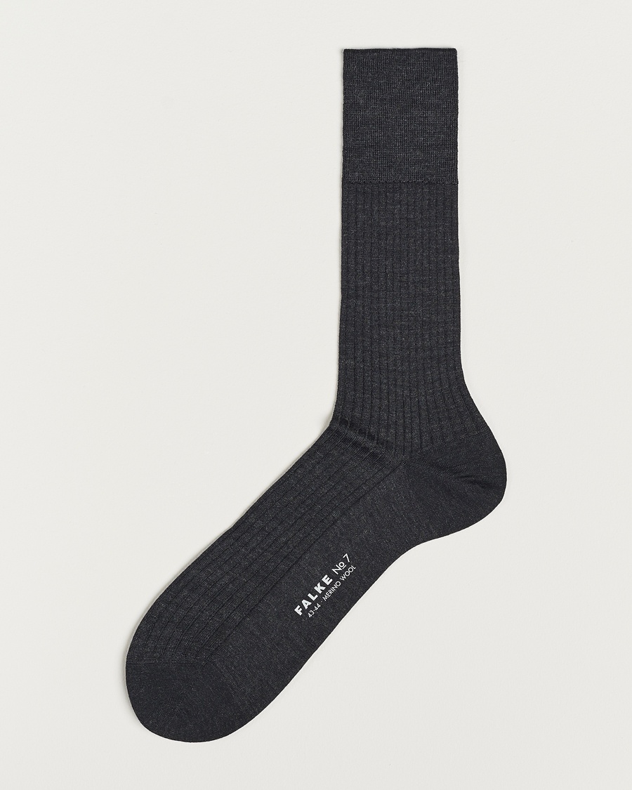 Herr | | Falke | No. 7 Finest Merino Ribbed Socks Anthracite Melange