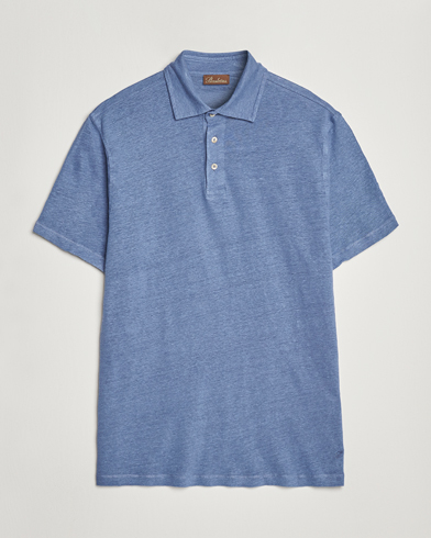 Herr | Kortärmade pikéer | Stenströms | Linen Polo Shirt Mid Blue