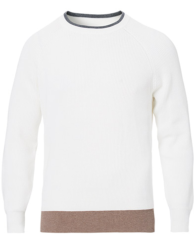 Soft Cotton Ribbed Sweater White/Grey