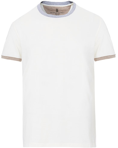  Contrast Collar Short Sleeve T-Shirt White/Grey