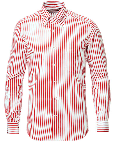  Soft Cotton/Linen Pocket Sport Shirt White/Red