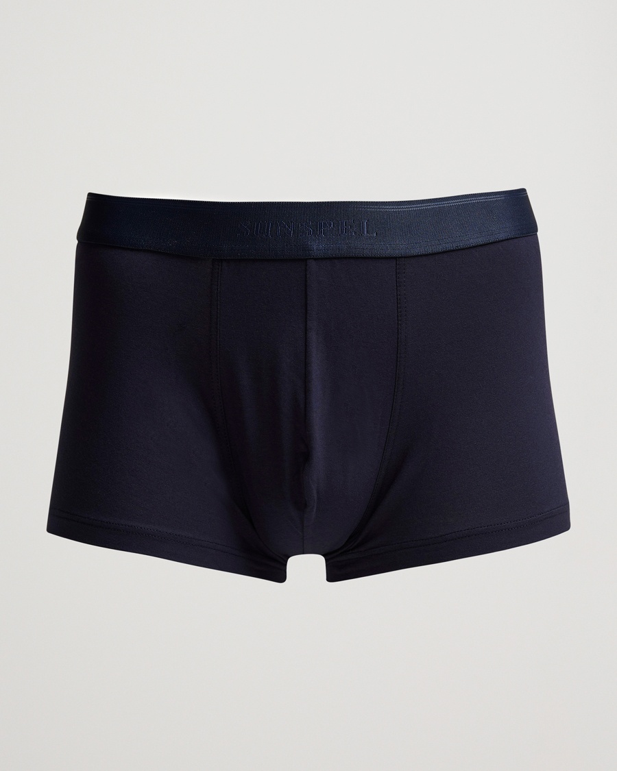 Sunspel Cotton Stretch Trunk Navy – Blå