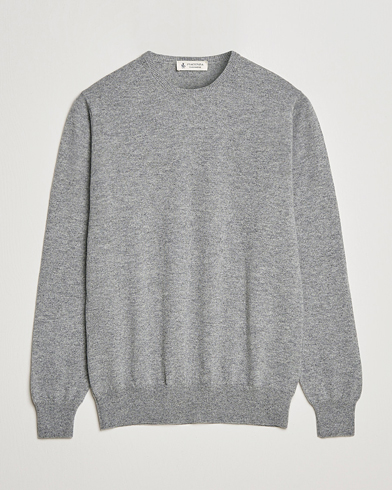 Herr | Stickade tröjor | Piacenza Cashmere | Cashmere Crew Neck Sweater Light Grey