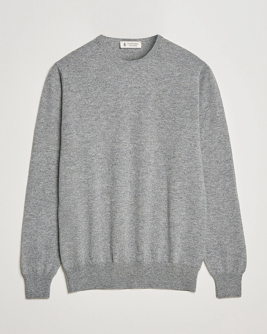 Piacenza Cashmere Cashmere Crew Neck Sweater Light Grey – Grå