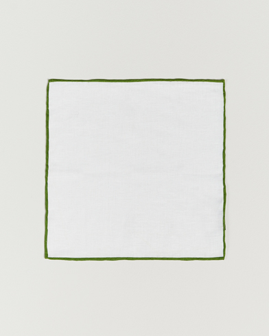 Herr | Näsdukar | Amanda Christensen | Linen Paspoal Pocket Square White/Green