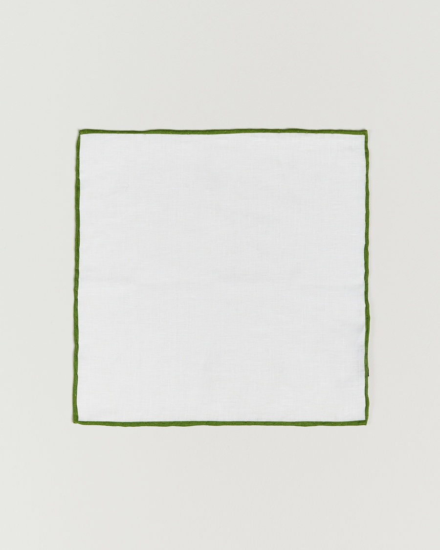 Herr | | Amanda Christensen | Linen Paspoal Pocket Square White/Green
