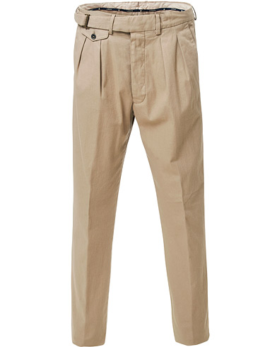  Luxor Double Pleated Cotton Trousers Beige 