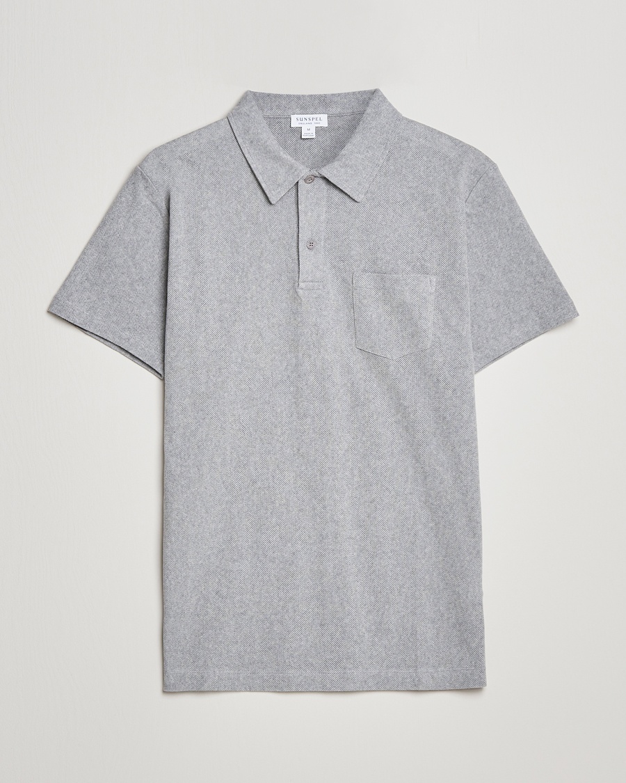Sunspel Riviera Polo Shirt Grey Melange