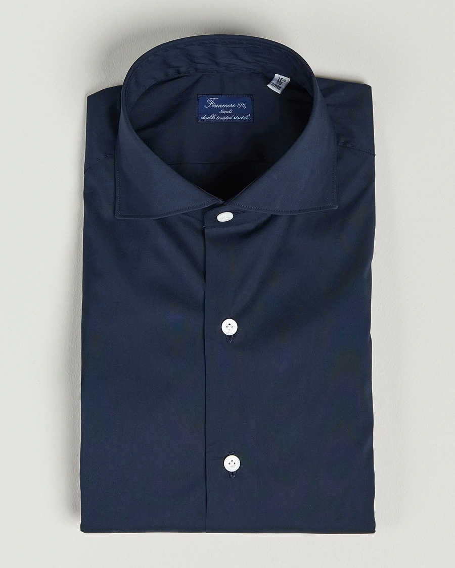 Herr | Formella | Finamore Napoli | Milano Slim Fit Stretch Shirt Navy