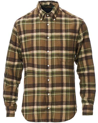  Button Down Country Plaid Shirt Brown/Green