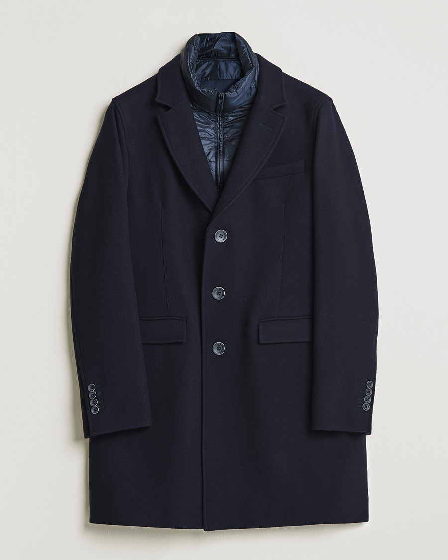 Herno Wool Zip Coat Navy