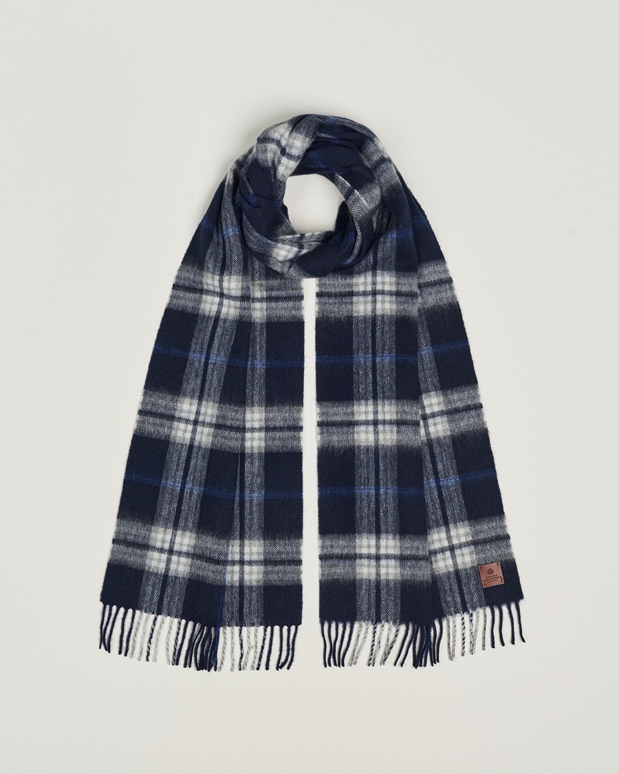Herr | | Amanda Christensen | Merino Wool Check Scarf Blue