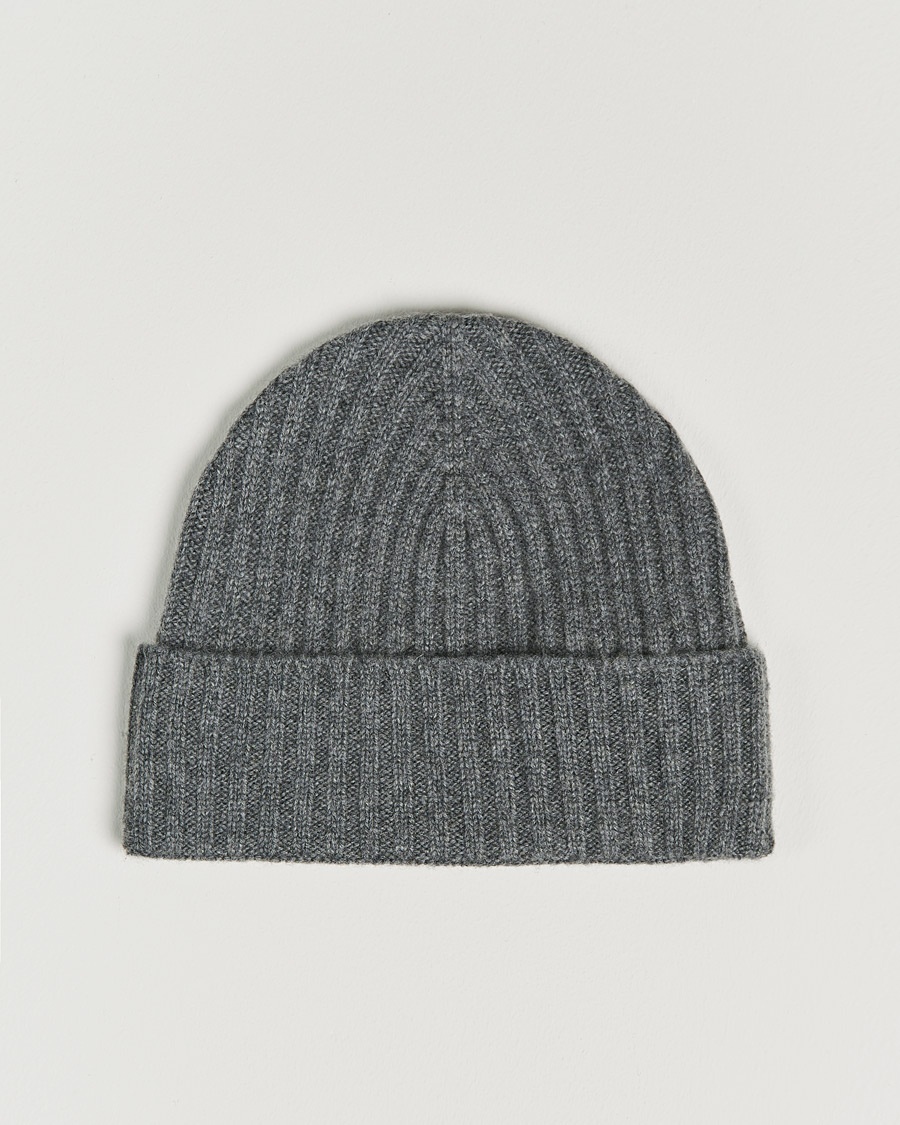 Herr | | Amanda Christensen | Rib Knitted Cashmere Cap Grey