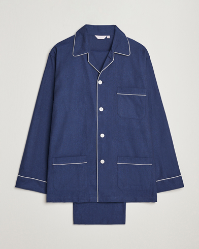 Herr | Loungewear | Derek Rose | Brushed Cotton Flanell Pyjama Set Navy