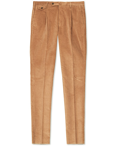 PT01 Gentleman Fit Pleated Corduroy Trousers Khaki