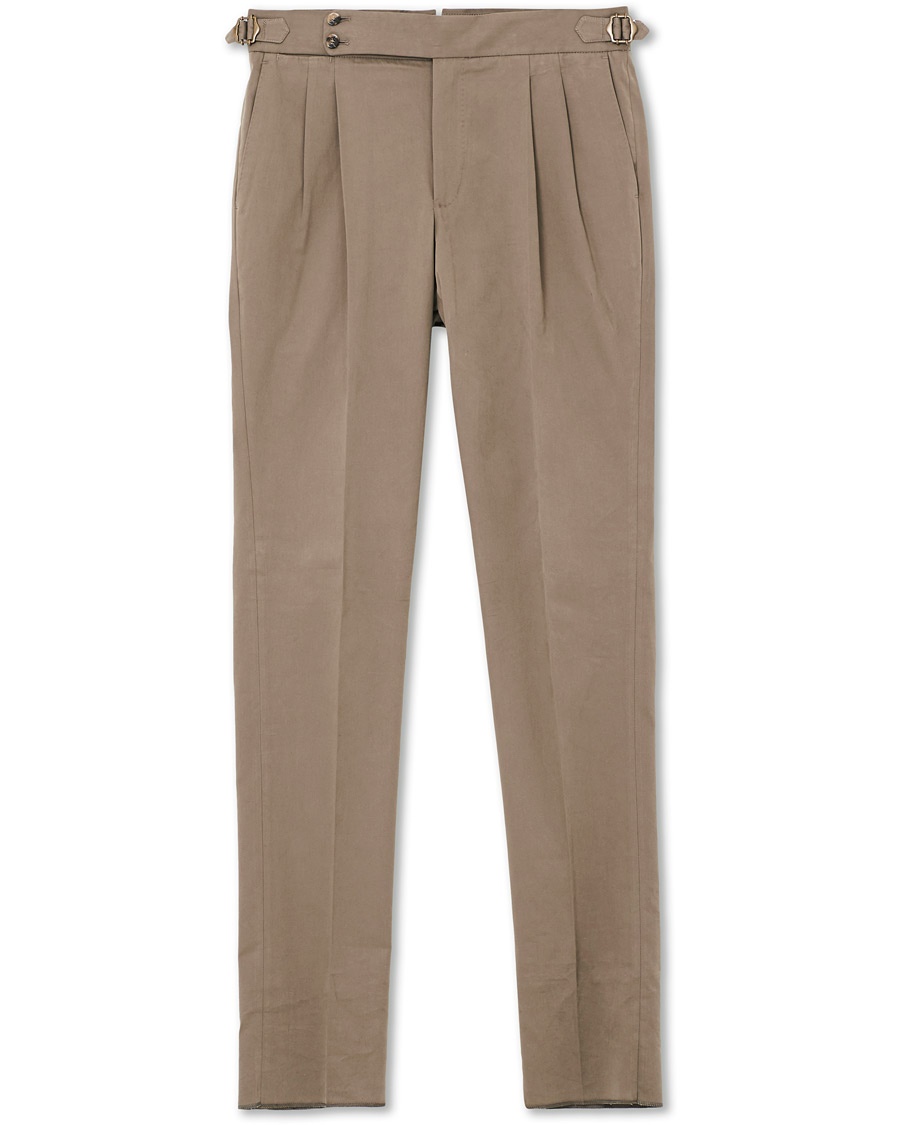  Gentleman Fit Double Pleat Trousers Light Brown