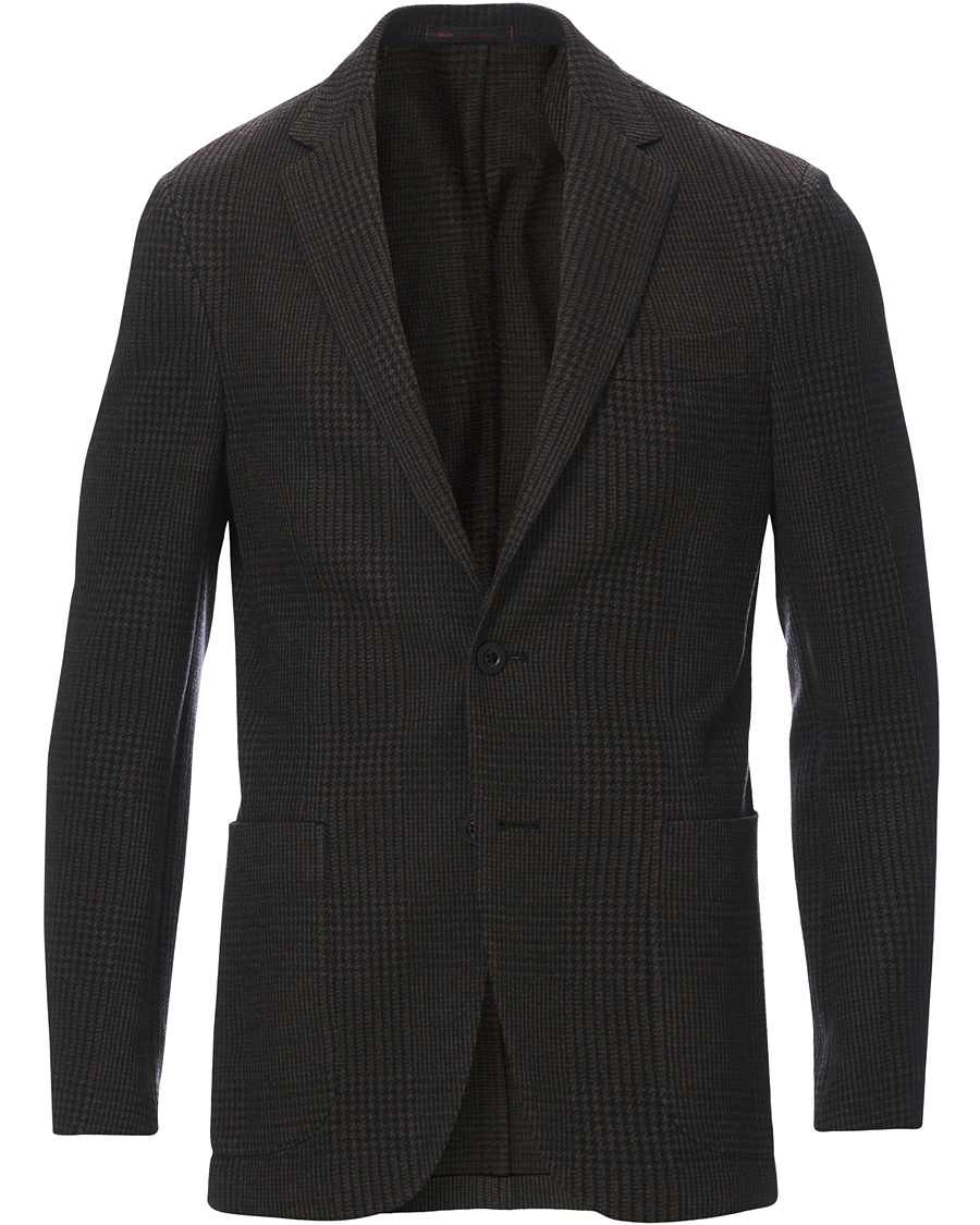 The Gigi Degas Wool Blend Check Blazer Dark Brown