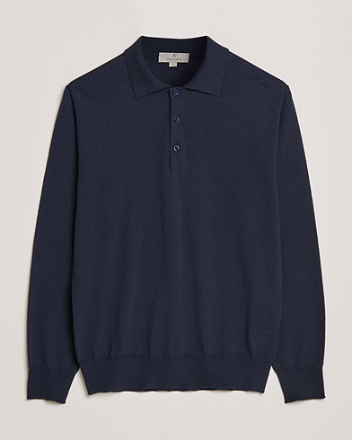 Herr | Canali | Canali | Merino Wool Knitted Polo Navy