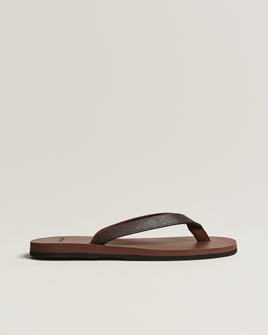 Herr | The Resort Co | The Resort Co | Saffiano Leather Flip-Flop Brown