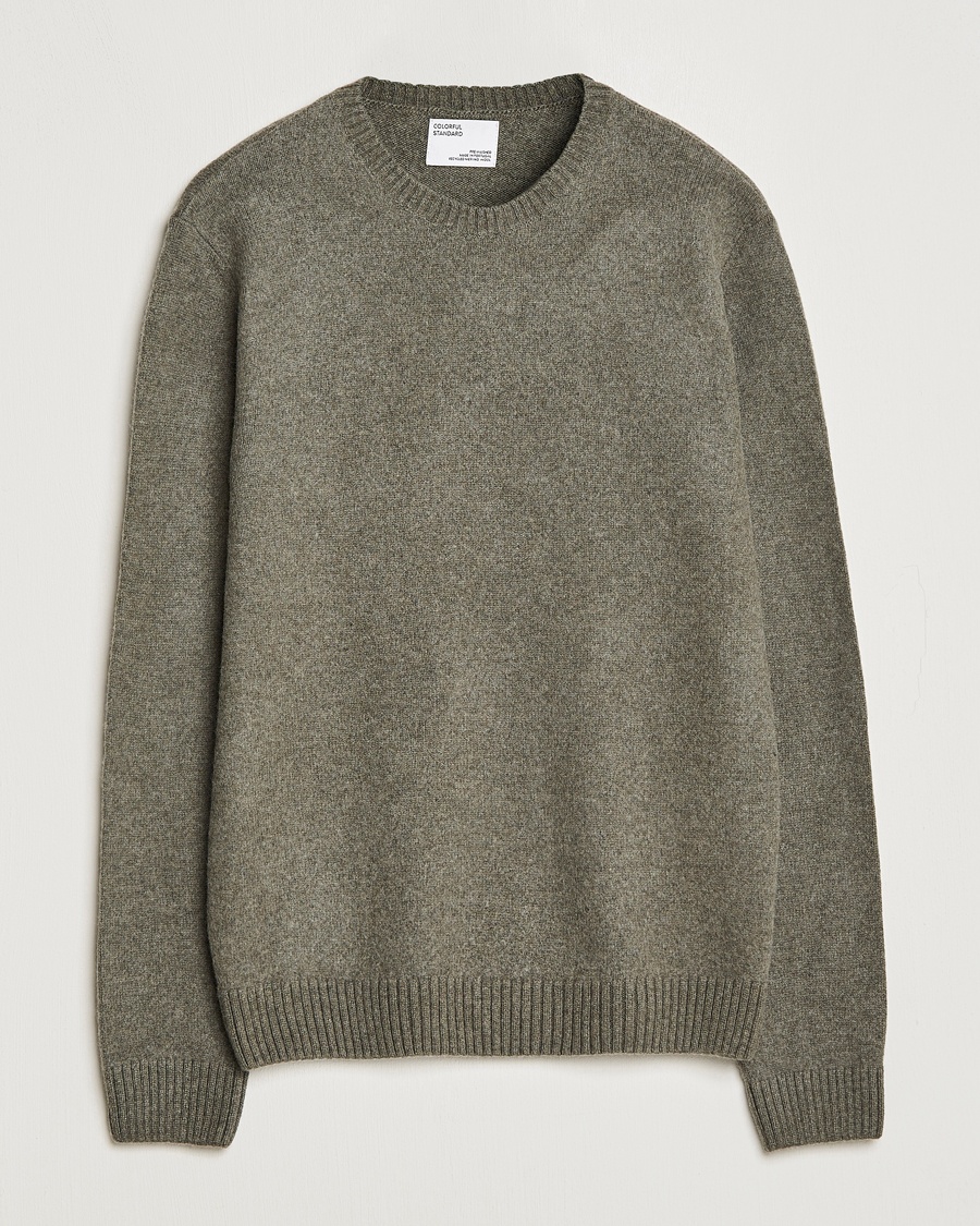 Herr | Stickade tröjor | Colorful Standard | Classic Merino Wool Crew Neck Dusty Olive