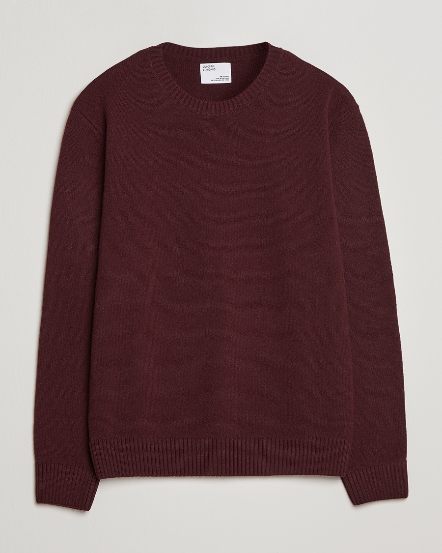 Herr | Stickade tröjor | Colorful Standard | Classic Merino Wool Crew Neck Oxblood Red