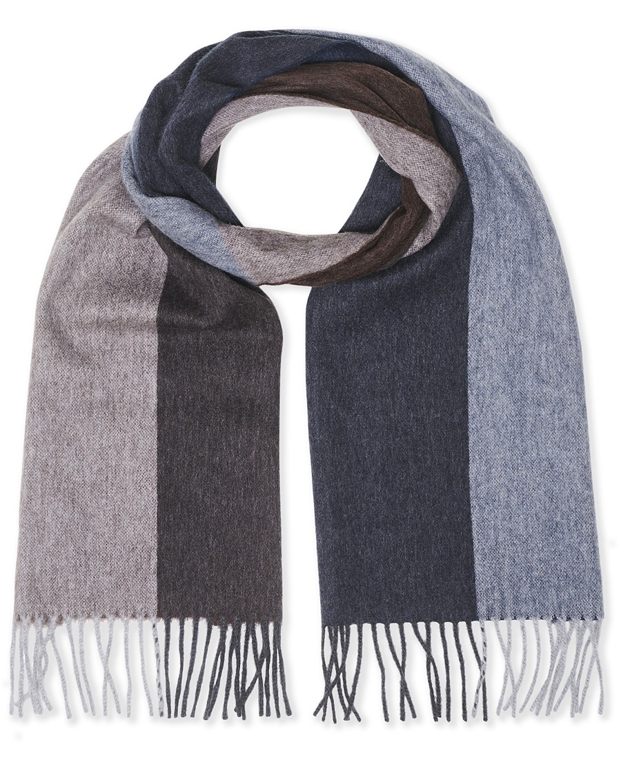  Lambswool/Angora Block Check Scarf Brown/Blue