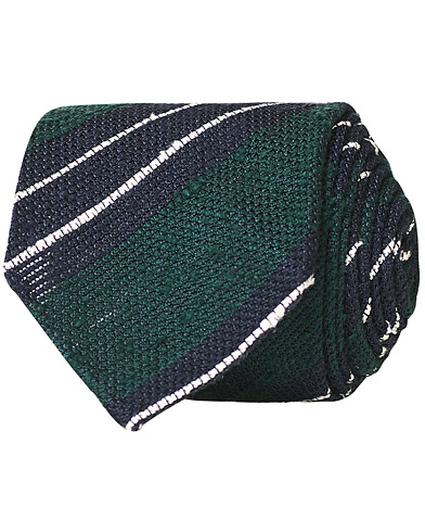 Drake's Handrolled Striped Grenadine 8 cm Tie Green/Blue