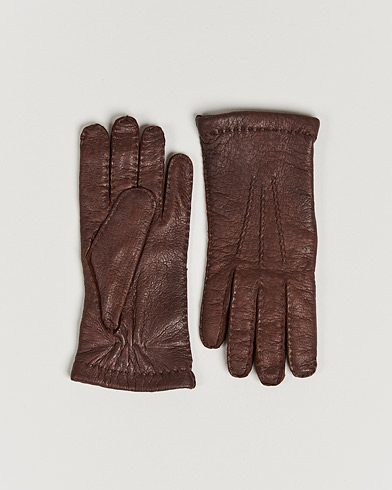 Herr | Handskar | Hestra | Peccary Handsewn Cashmere Glove Sienna
