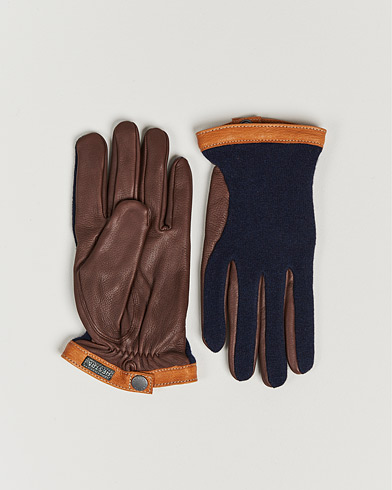 Herr | Handskar | Hestra | Deerskin Wool Tricot Glove Blue/Brown